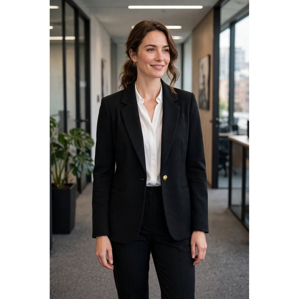 Savannah Womens 14 Single Breasted Blazer Black Solid Professional Career Office